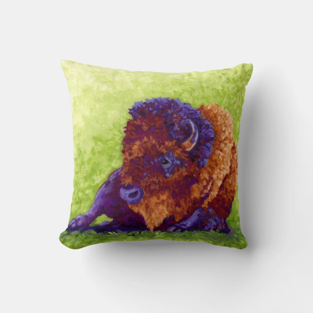 Purple Buffalo Throw Pillow (Front)