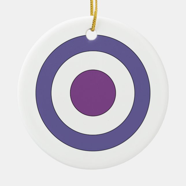 Purple Bulls-eye Ceramic Ornament (Front)