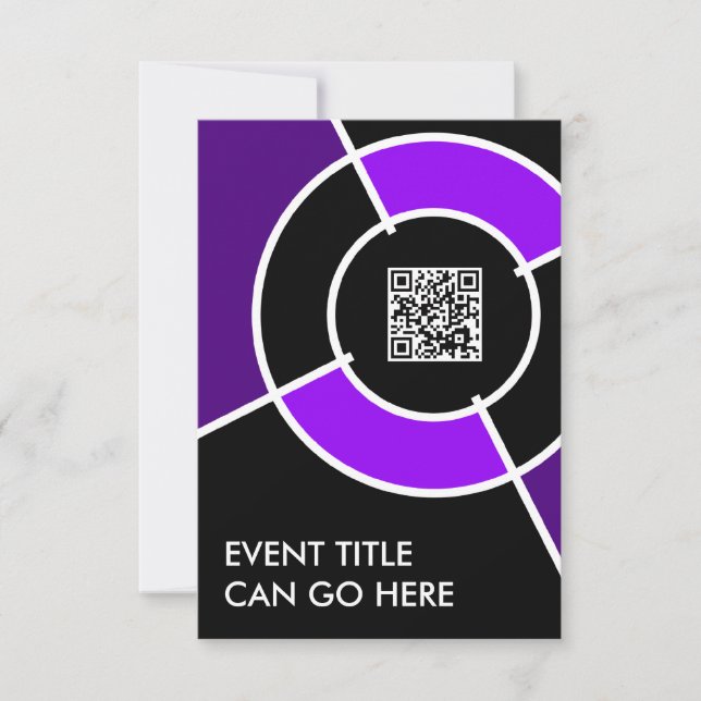 purple bullseye QR code Invitation (Front)