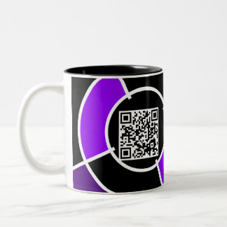 purple bullseye QR code Two-Tone Coffee Mug