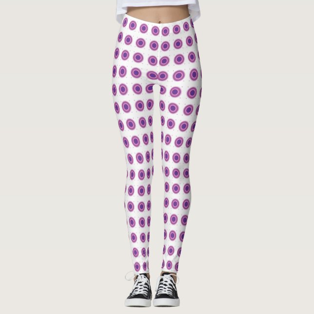 Purple Bullseye Target Polka Dot Round Circles Leggings (Front)