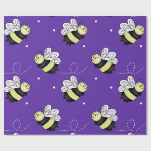 Purple Bumble Bee Gift Wrap