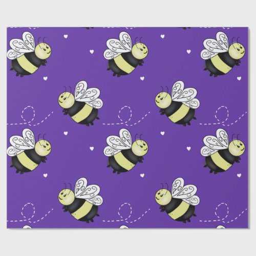 Purple Bumble Bee Gift Wrap