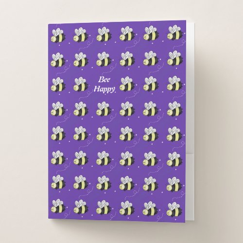 Purple Bumblebee "Bee Happy" Pocket Folder