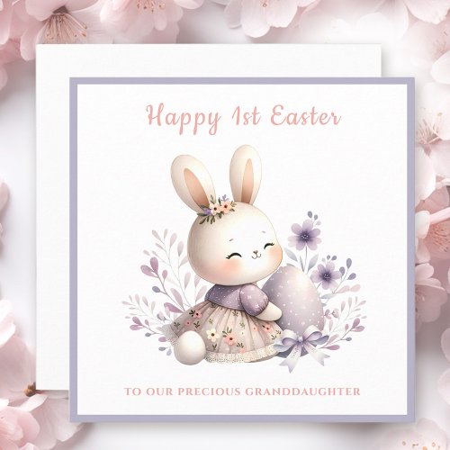 Purple Bunny Girl Granddaughter 1st Easter Card