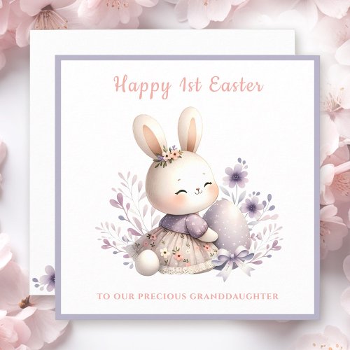 Purple Bunny Girl Granddaughter First Easter Card