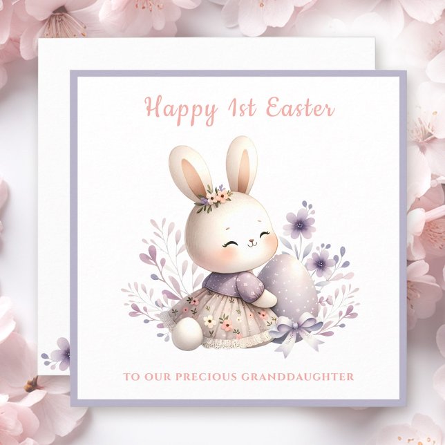 Purple Bunny Girl Granddaughter First Easter Card (Purple Bunny Girl Granddaughter First Easter Card)
