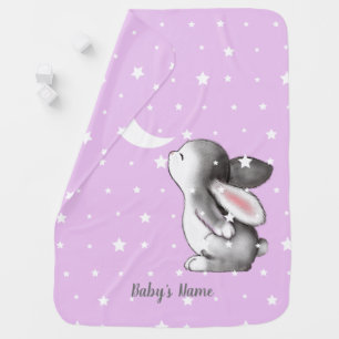 Purple Bunny Moon Stars Baby Blanket