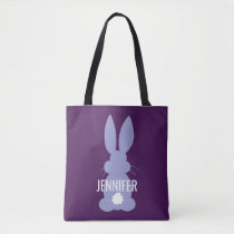 Purple Bunny Silhouette Easter Personalized Girls Tote Bag