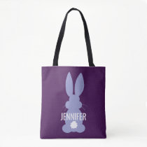 Purple Bunny Silhouette Easter Personalized Girls Tote Bag