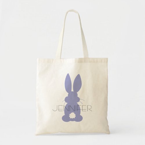 Purple Bunny Silhouette Easter Personalized Tote Bag