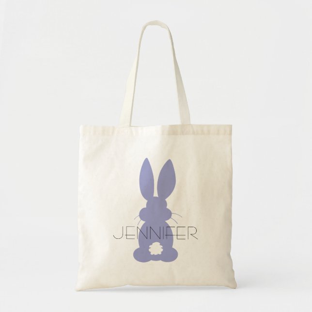 Purple Bunny Silhouette Easter Personalized Tote Bag (Front)