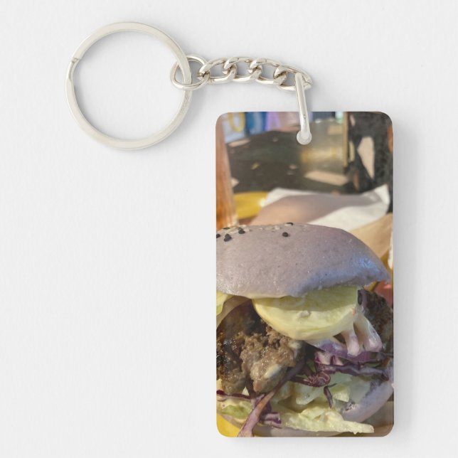 purple burger keychain single sided (Front)