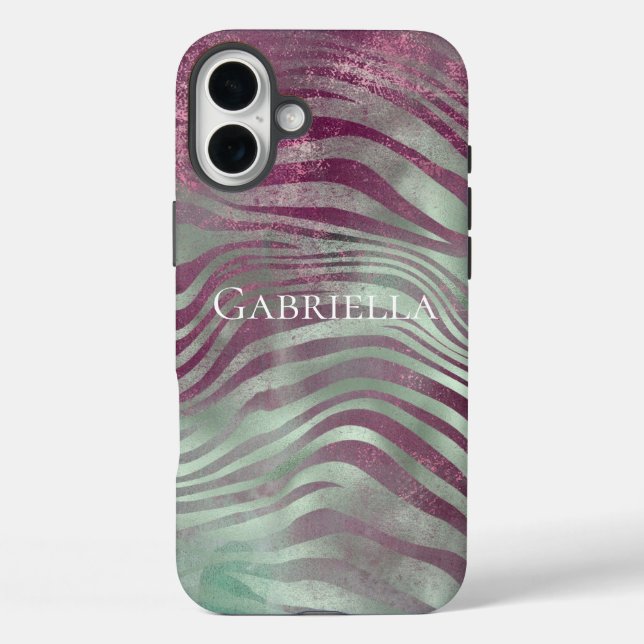 Purple Burgundy Aqua Mint Zebra Case-Mate iPhone Case (Back)
