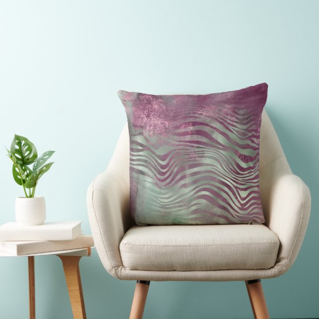 Purple Burgundy Aqua Mint Zebra Leopard Throw Pillow (Chair)