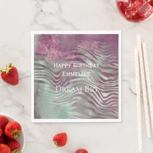 Purple Burgundy Aqua Mint Zebra Napkins