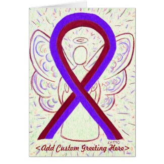 Purple & Burgundy Awareness Ribbon Greeting Card