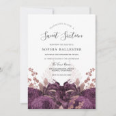 Purple Burgundy Floral Elegant Sweet 16 Party Invitation (Front)