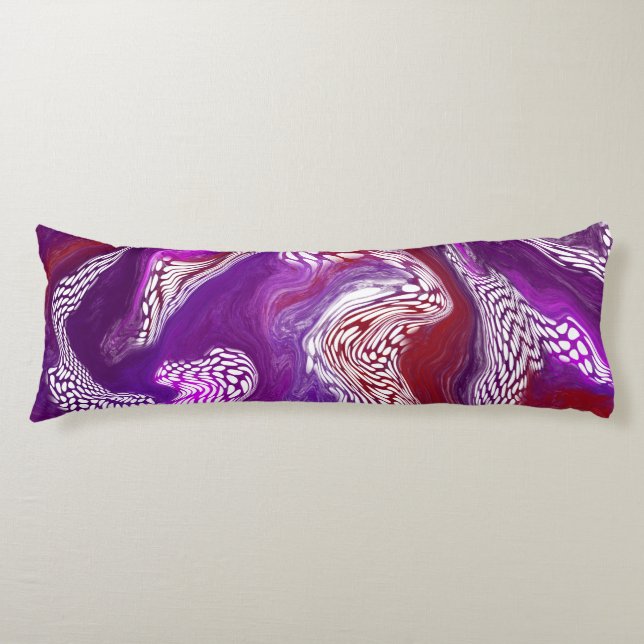 Purple burgundy red abstract fluid Art Body Pillow (Front)