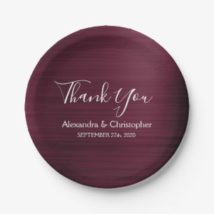 Purple Burgundy Wedding Thank You Paper Plates