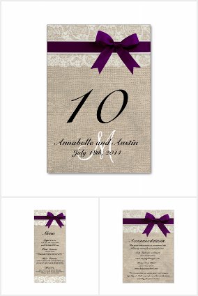 Entire Purple Burlap and Lace Wedding Suite