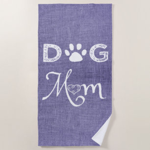 Purple Burlap Dog Mom Beach Towel