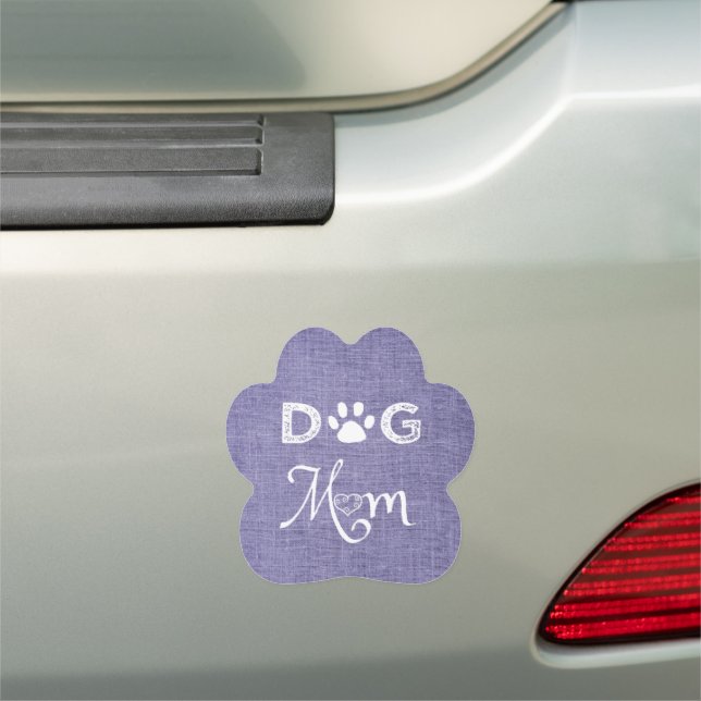 Purple Burlap Dog Mom Car Magnet (In Situ)
