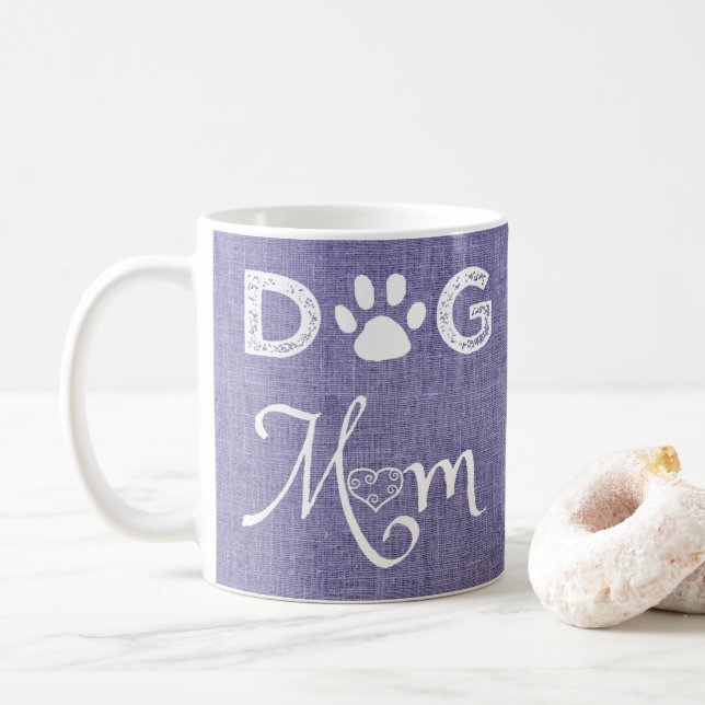 Purple Burlap Dog Mom Coffee Mug (With Donut)