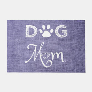 Purple Burlap Dog Mom Door Mat