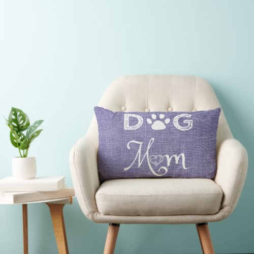 Purple Burlap Dog Mom Lumbar Pillow