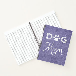 Purple Burlap Dog Mom Notebook
