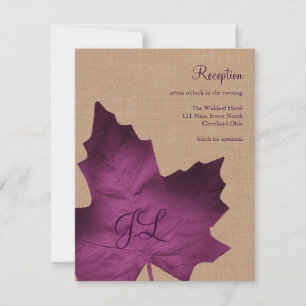 Purple Burlap Monogrammed Reception Card