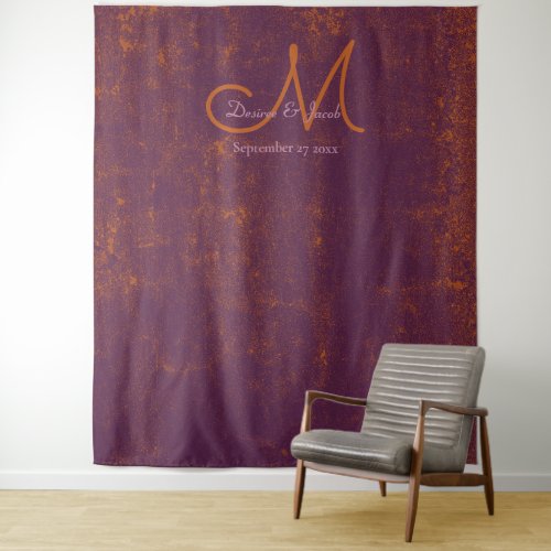 Purple Burnt Orange Wedding Photo Booth Backdrop