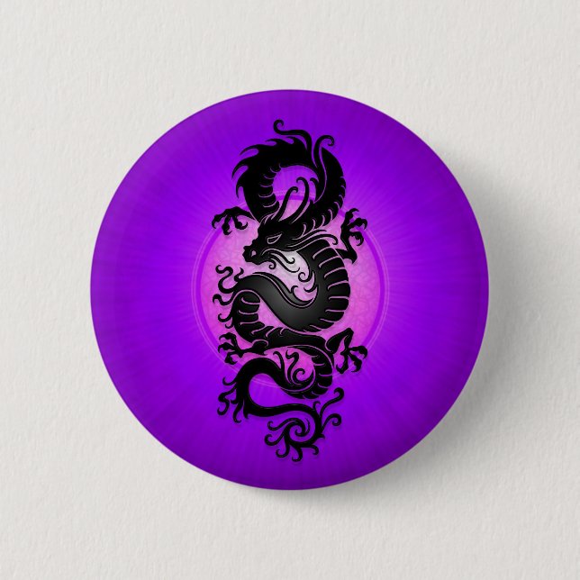 Purple Burst Chinese Dragon Button (Front)