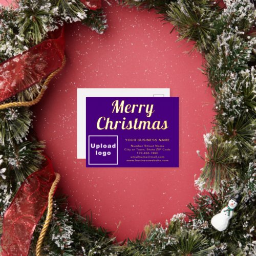 Purple Business Brand on Christmas Foil Holiday Postcard