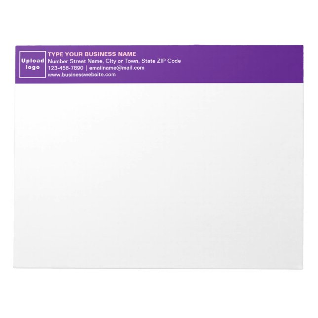 Purple Business Brand on Heading of Notepad (Front)