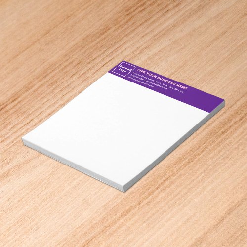Purple Business Brand on Heading of Small Notepad
