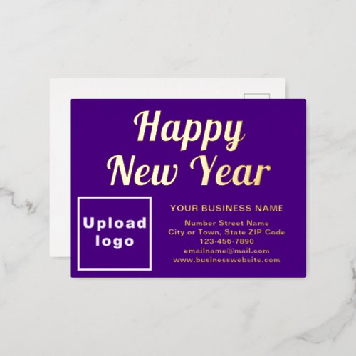 Purple Business Brand on New Year Foil Holiday Postcard