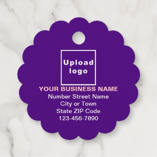 Purple Business Brand on Scalloped Round Shape Foil Favor Tags