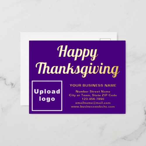 Purple Business Brand on Thanksgiving Foil Holiday Postcard