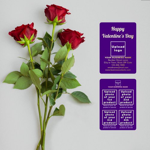 Purple Business Brand on Valentine Foil Holiday Card