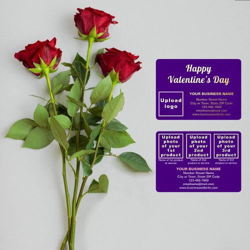 Purple Business Brand on Valentine Rectangle Foil Holiday Card