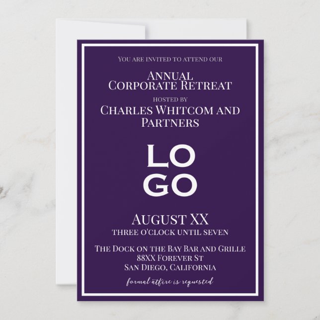 Purple Business Corporate Event with Custom Logo Invitation (Front)