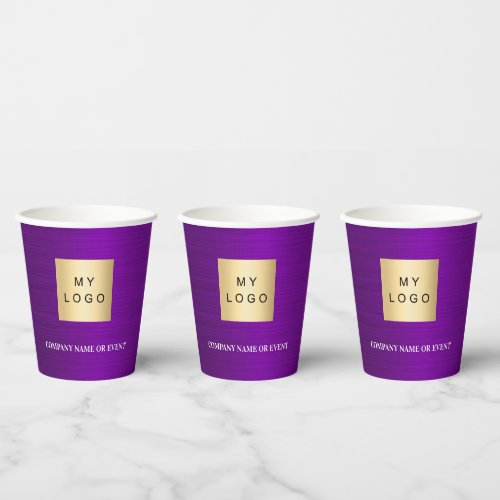 Purple business corporate logo qr code paper cups