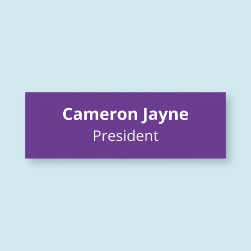 Purple Business Employee Nametag Magnetic or Pin Name Tag