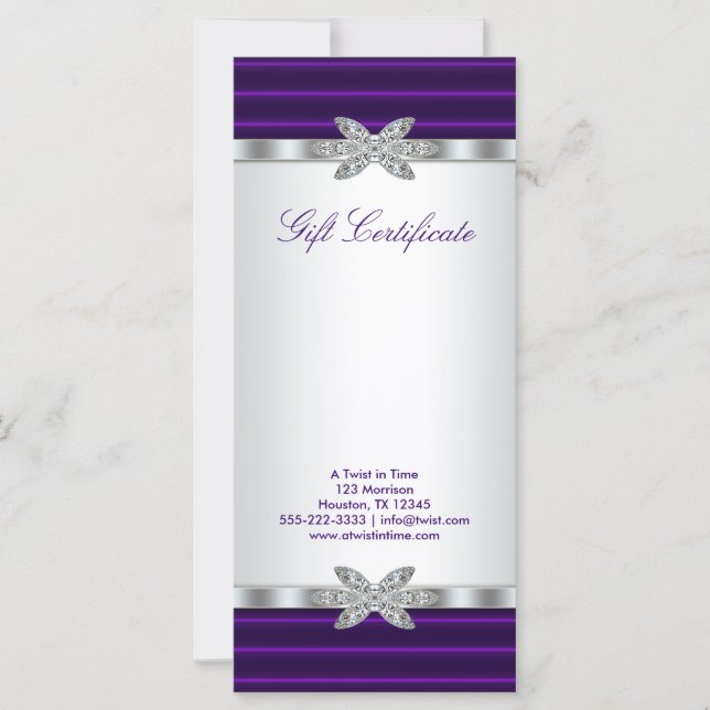 Purple Business Gift Certificate Gift Card (Front)