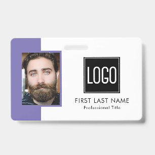 Purple Business ID Badge – Photo & Company Logo