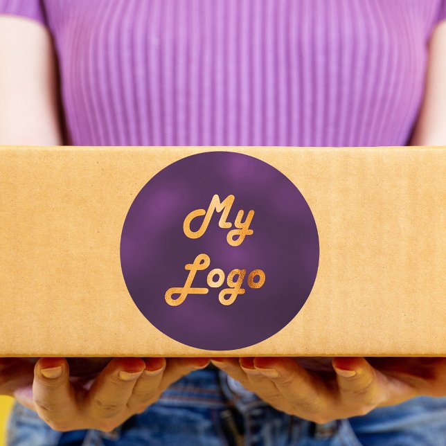 Purple business logo classic round sticker (Creator Uploaded)