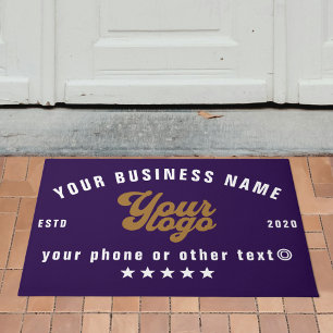 Purple Business logo Company name Branded Doormat