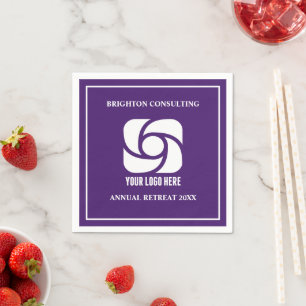 Purple Business Logo Custom Company Party Napkins